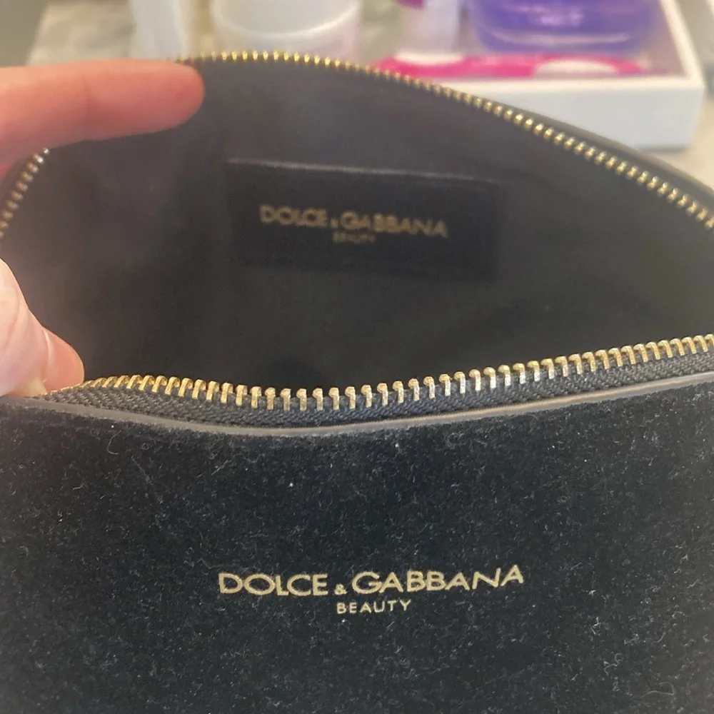 Dolce and gabbana black velvet cosmetic bag